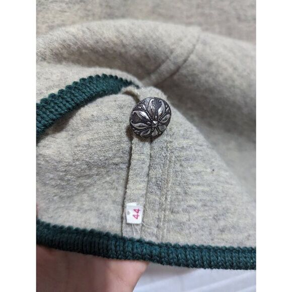 Stapf Womens Made in Austria Gray Green Trim Wool Cardigan Sweater Size 44 (XL) - Picture 4 of 6